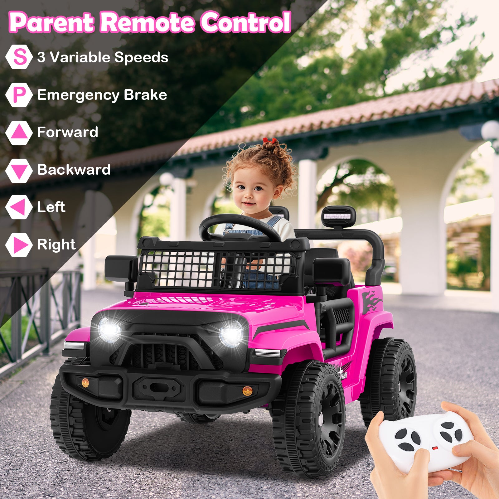 12V Kids Ride On Truck, Battery Powered Electric Vehicle, Pink Powered Ride On Toys at Gallery Canada