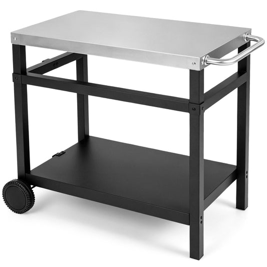 34" x 20" Double-Shelf Grill Table, Black Outdoor Grills Black at Gallery Canada