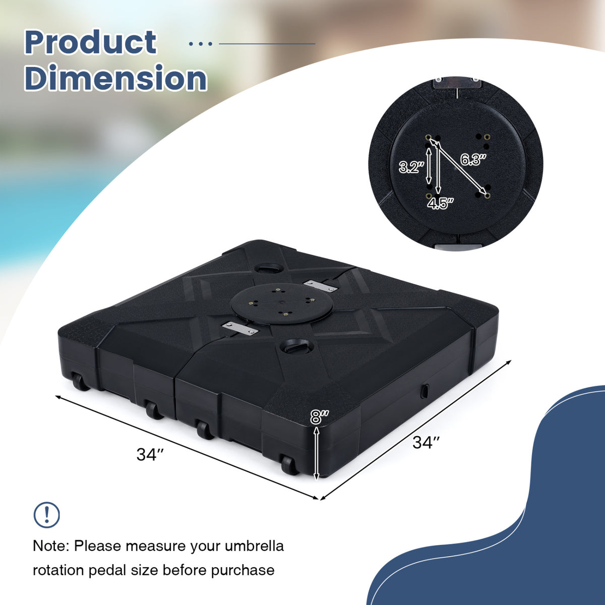 34" X 34" Cantilever Patio Umbrella Base With 4 Wheels Outdoor Umbrella Bases at Gallery Canada