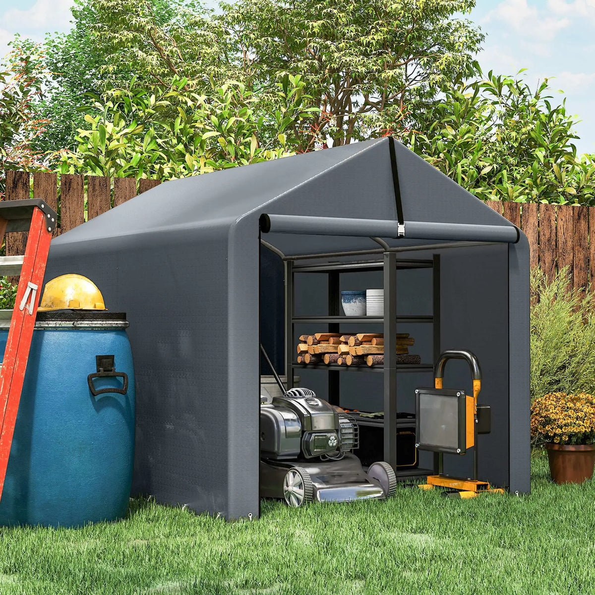 7'x5' Portable Outdoor Storage Shed, Dark Grey Sheds at Gallery Canada