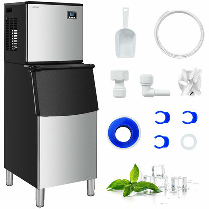 353Lbs/24H Split Commercial Ice Maker, 198 Lbs Storage Bin, Silver Ice Makers at Gallery Canada