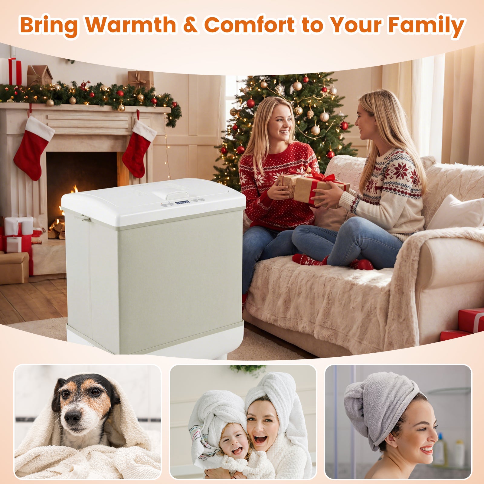 35L Large Towel Warmer with Heating and Drying Modes for Bathroom, Beige Dryers at Gallery Canada