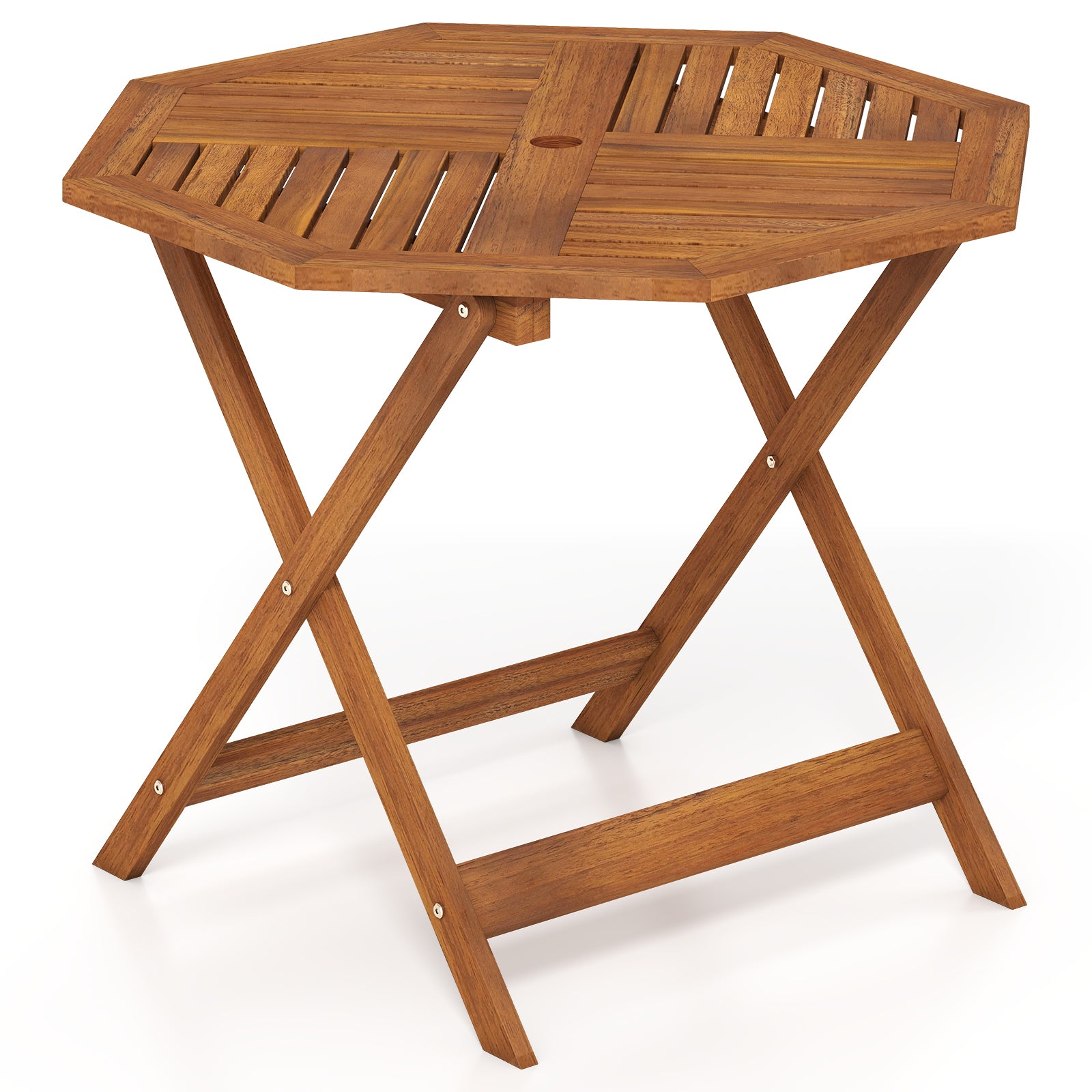 35.5 Inch Solid Wood Patio Dining Table Octagon Table with 1.97 Inch Umbrella Hole Patio Dining Tables at Gallery Canada