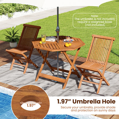 35.5 Inch Solid Wood Patio Dining Table Octagon Table with 1.97 Inch Umbrella Hole Patio Dining Tables at Gallery Canada