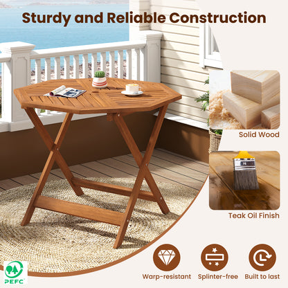 35.5 Inch Solid Wood Patio Dining Table Octagon Table with 1.97 Inch Umbrella Hole Patio Dining Tables at Gallery Canada