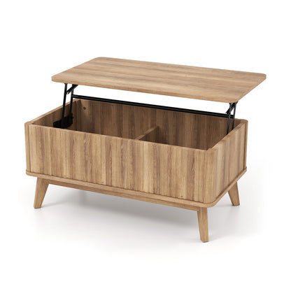 35.5" Rectangle Wooden Fluted Lift Top Coffee Table, Walnut Coffee Tables at Gallery Canada