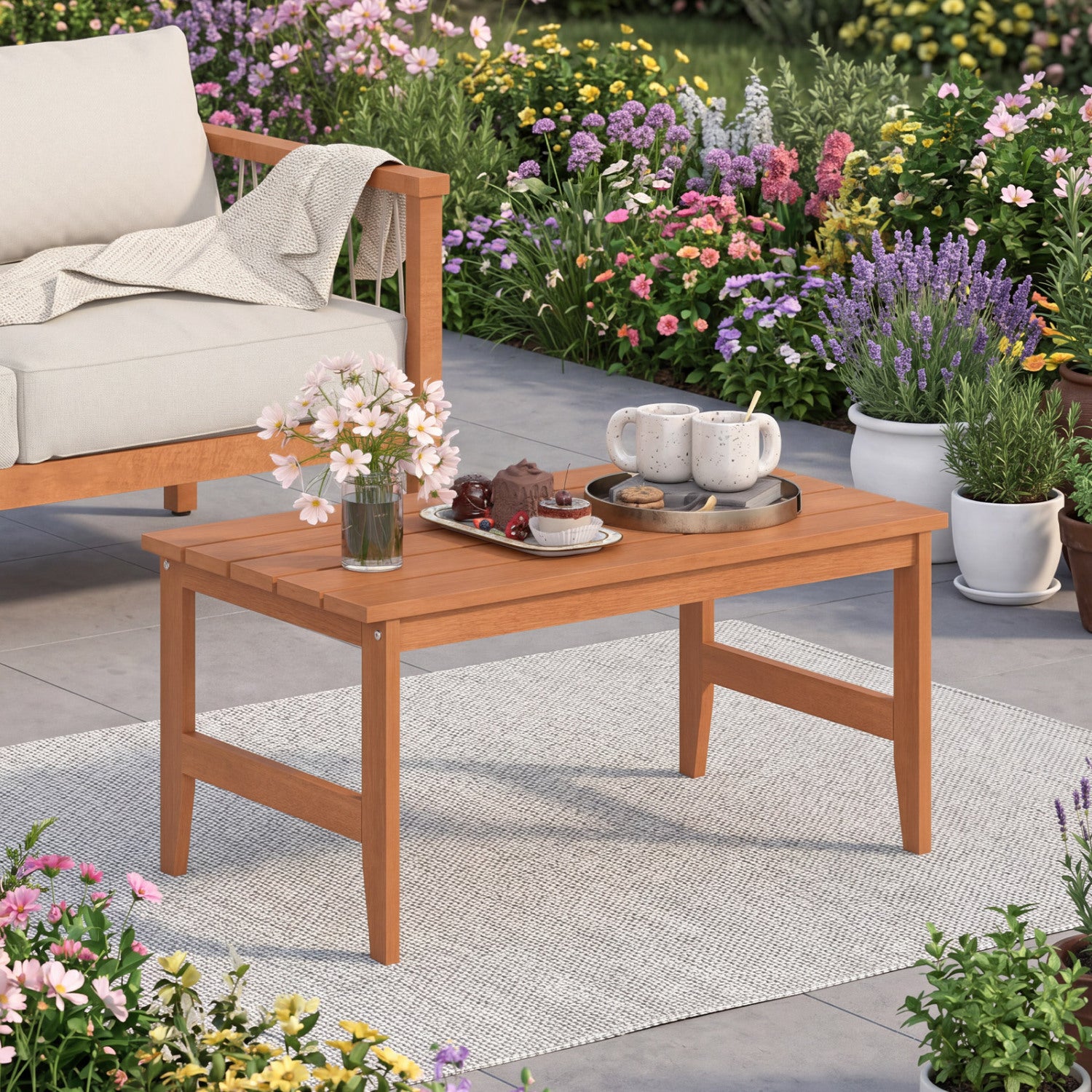 Solid Wood Outdoor Coffee Table, 35.5