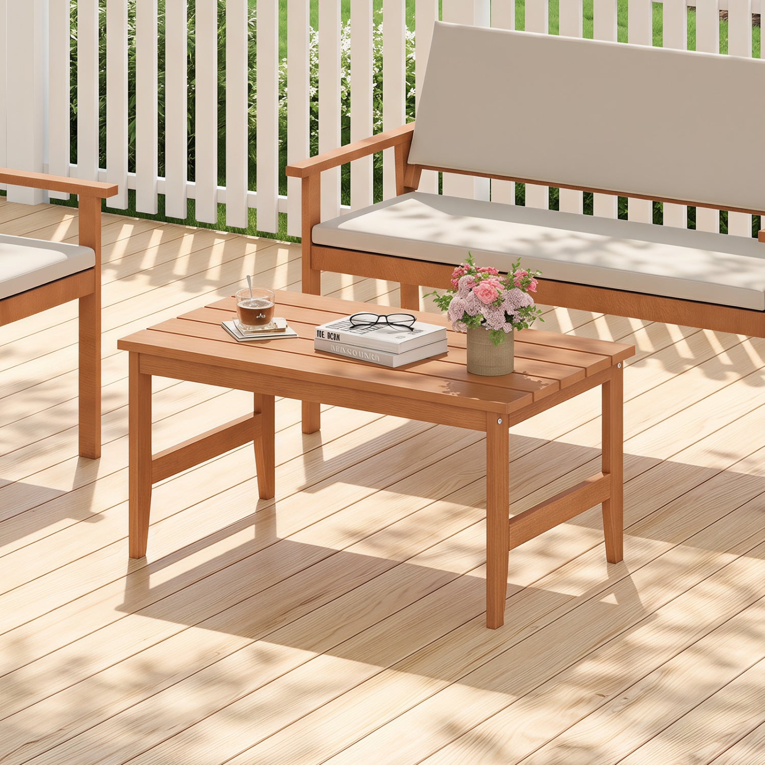 Solid Wood Outdoor Coffee Table, 35.5