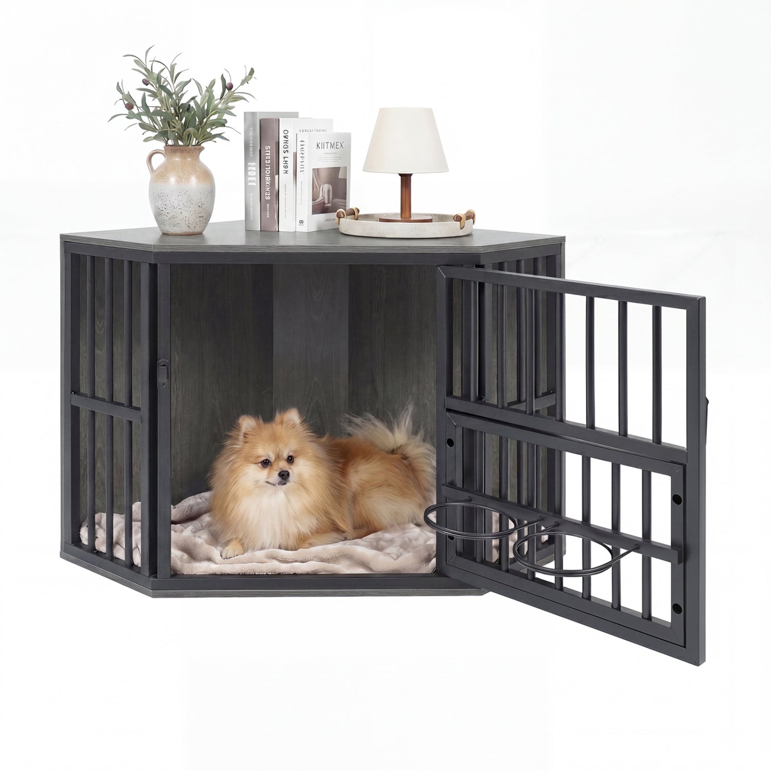 Wooden Dog Kennel End Table, 35.5 In, Oak Dog Kennels Oak at Gallery Canada