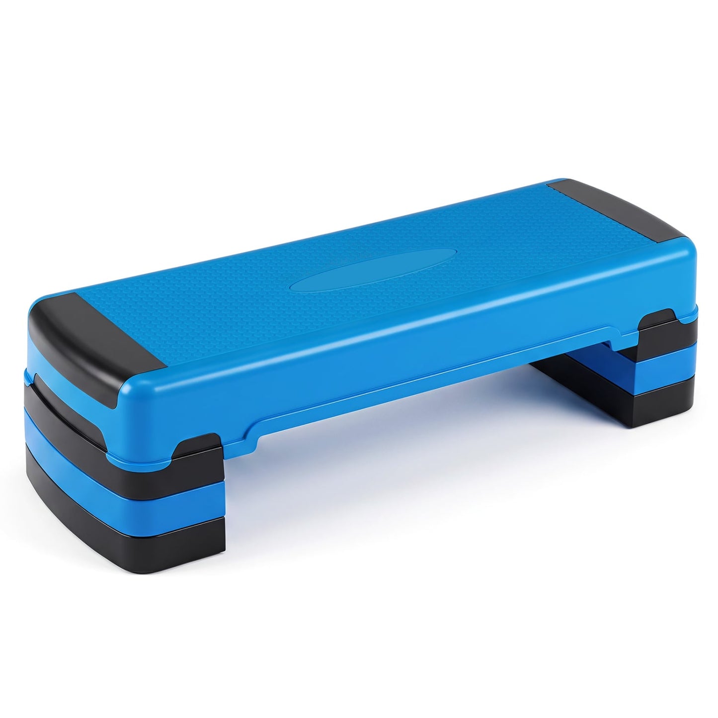 Adjustable Aerobic Stepper with Risers, 35 Inch, Blue