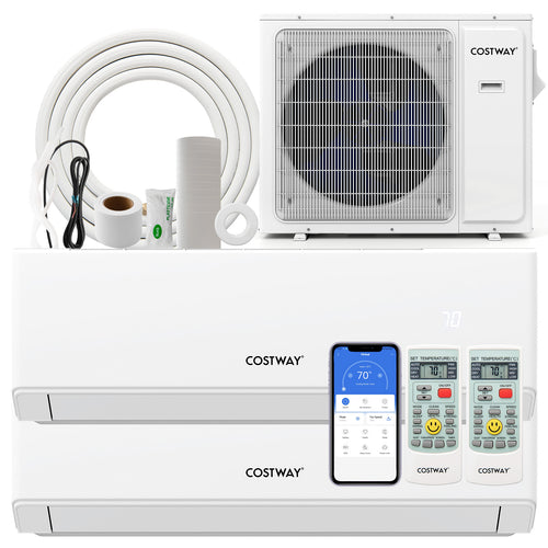 36000 BTU 2 Zone 23 SEER2 Mini Split AC With Heat Pump, 9K + 24K, White