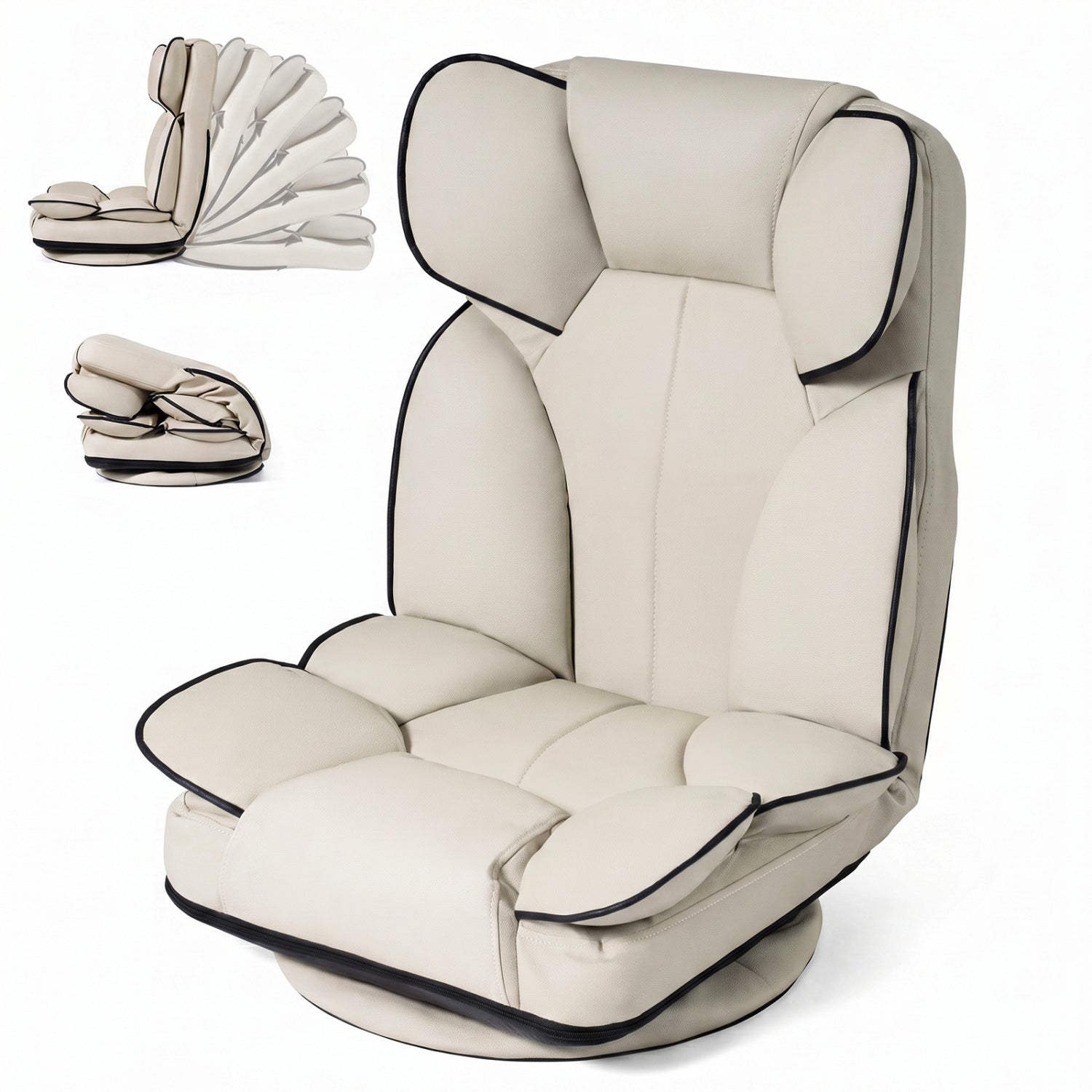 360 Swivel Floor Gaming Chair, 6-Position Backrest, Beige Floor Chairs at Gallery Canada
