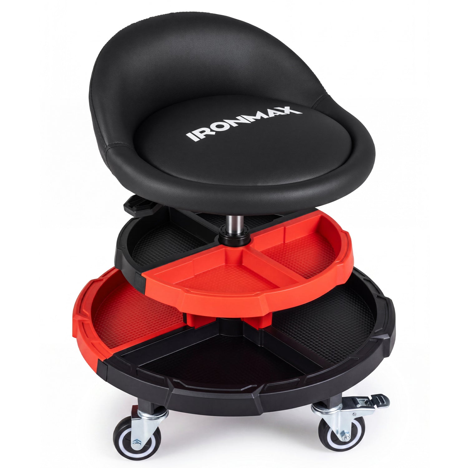 360° Rolling Mechanic Stool with Tool Trays, Red Garages at Gallery Canada