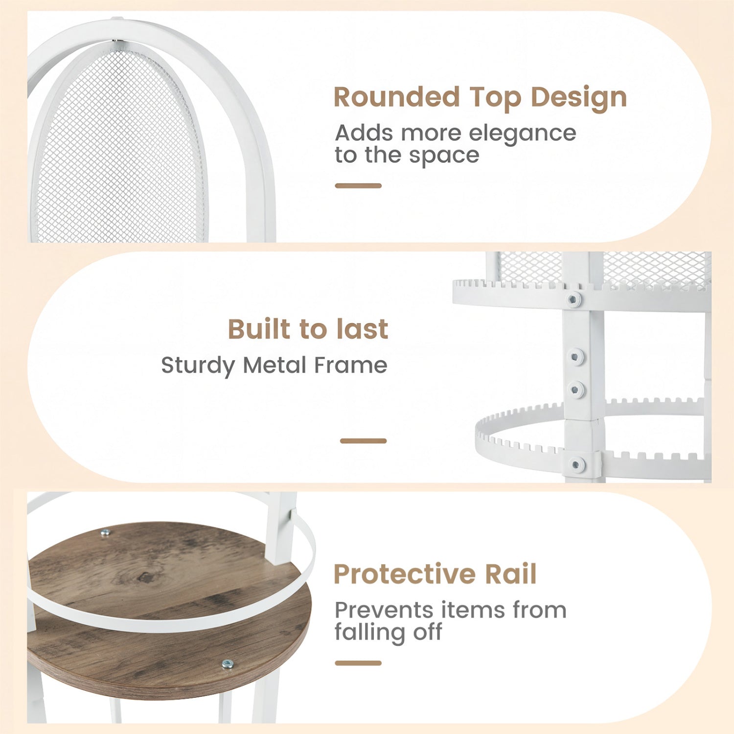 360° Rotating Jewelry Storage Rack, 3 Shelves, Gray Jewelry Armoires at Gallery Canada