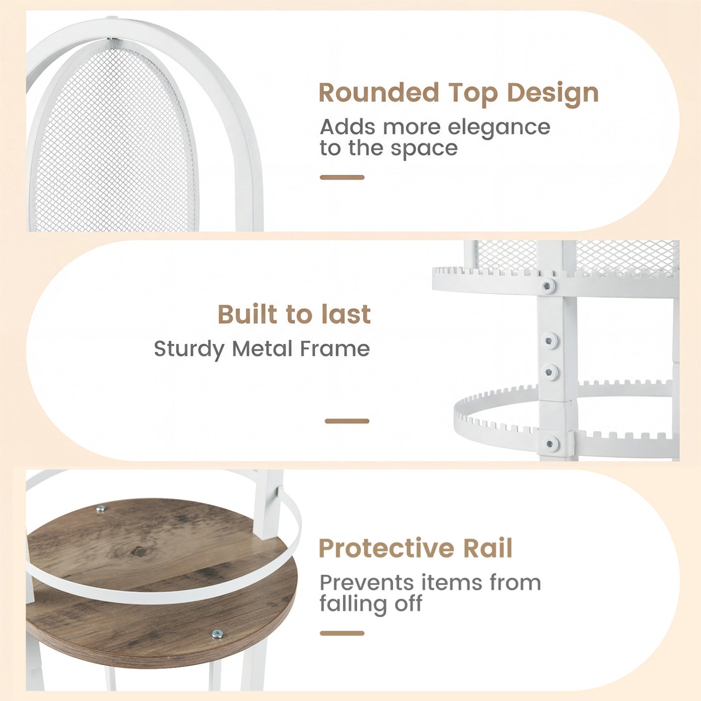 360° Rotating Jewelry Storage Rack, 3 Shelves, Gray Jewelry Armoires at Gallery Canada