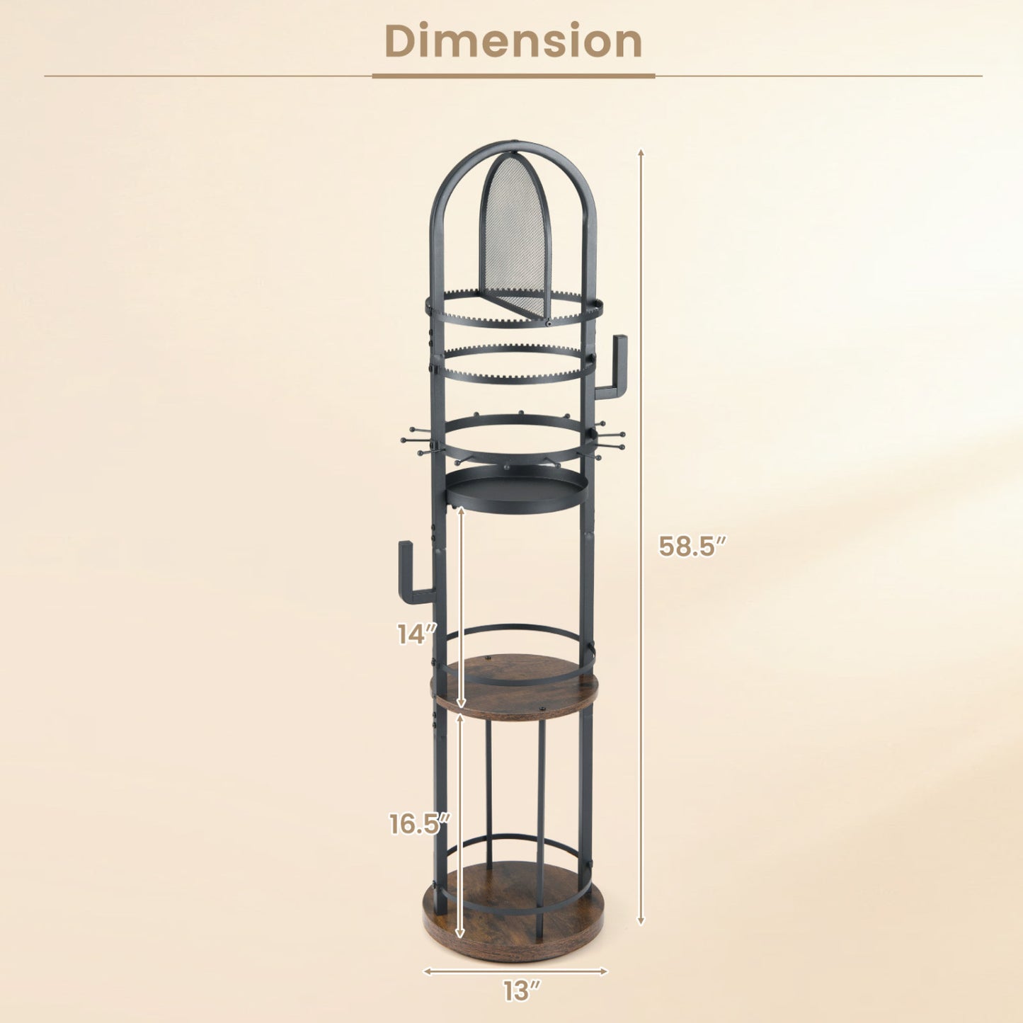 360° Rotating Jewelry Storage Rack, 3 Shelves, Brown Jewelry Armoires at Gallery Canada