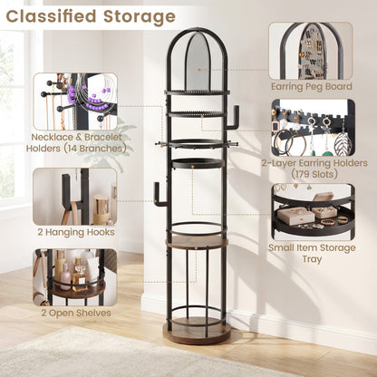 360° Rotating Jewelry Storage Rack, 3 Shelves, Brown Jewelry Armoires at Gallery Canada