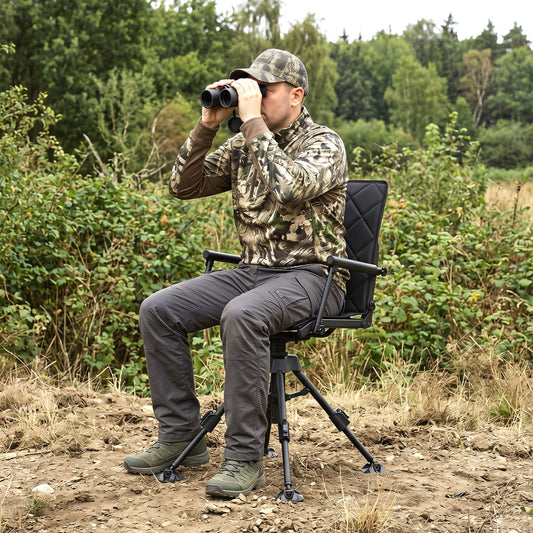 360° Silent Swivel Hunting Seat, 5-Level Adjustable, Black Camping Furniture Black at Gallery Canada