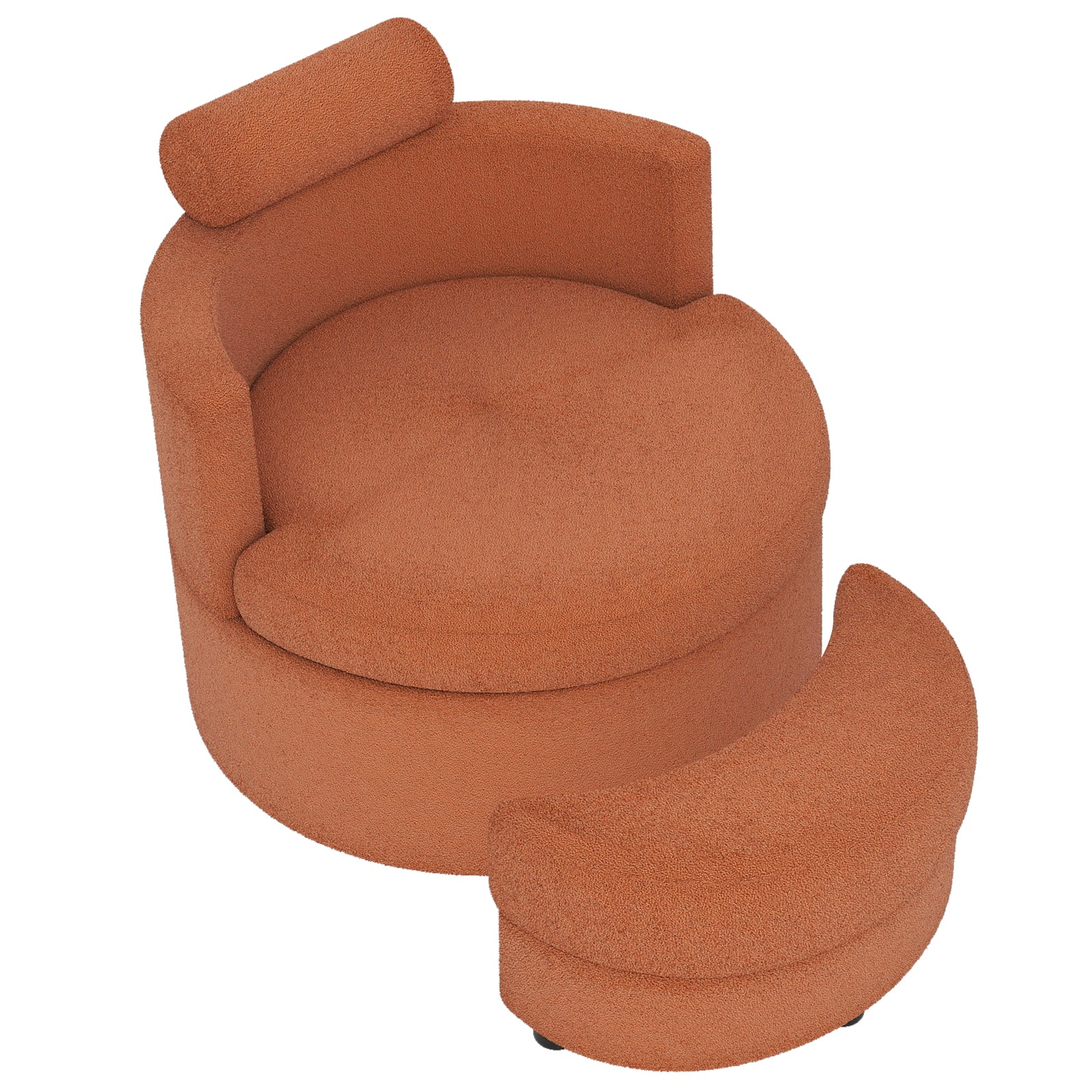 360° Swivel Accent Chair with Half Moon Storage Ottoman, Light Brown Accent Chairs at Gallery Canada
