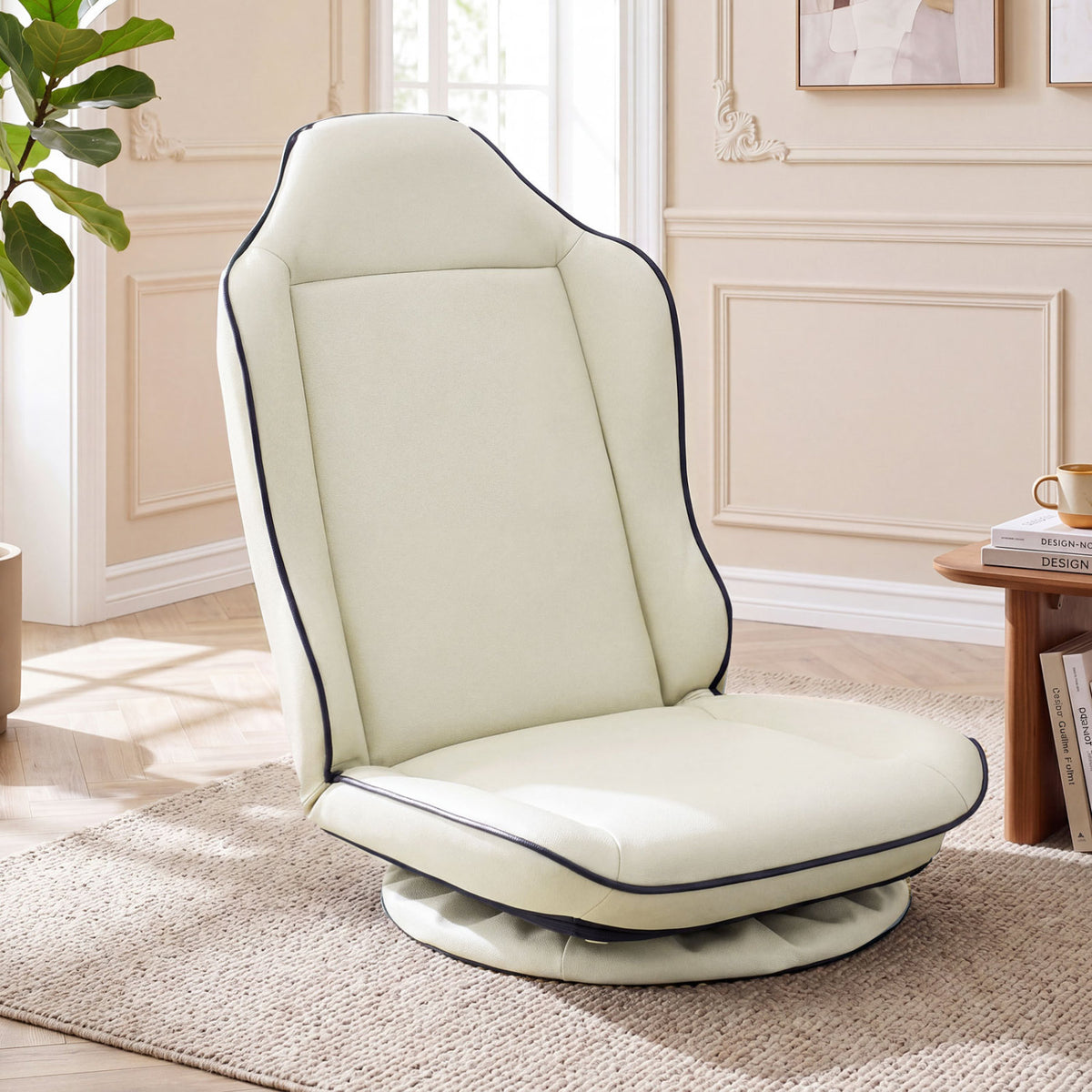 360° Swivel Floor Gaming Chair with 5-Level Adjustable Backrest, Beige Gaming Chairs at Gallery Canada