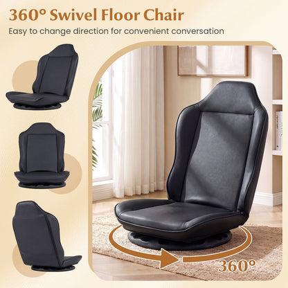 360° Swivel Gaming Chair, 5-Level Adjustable Backrest, Black Gaming Chairs at Gallery Canada
