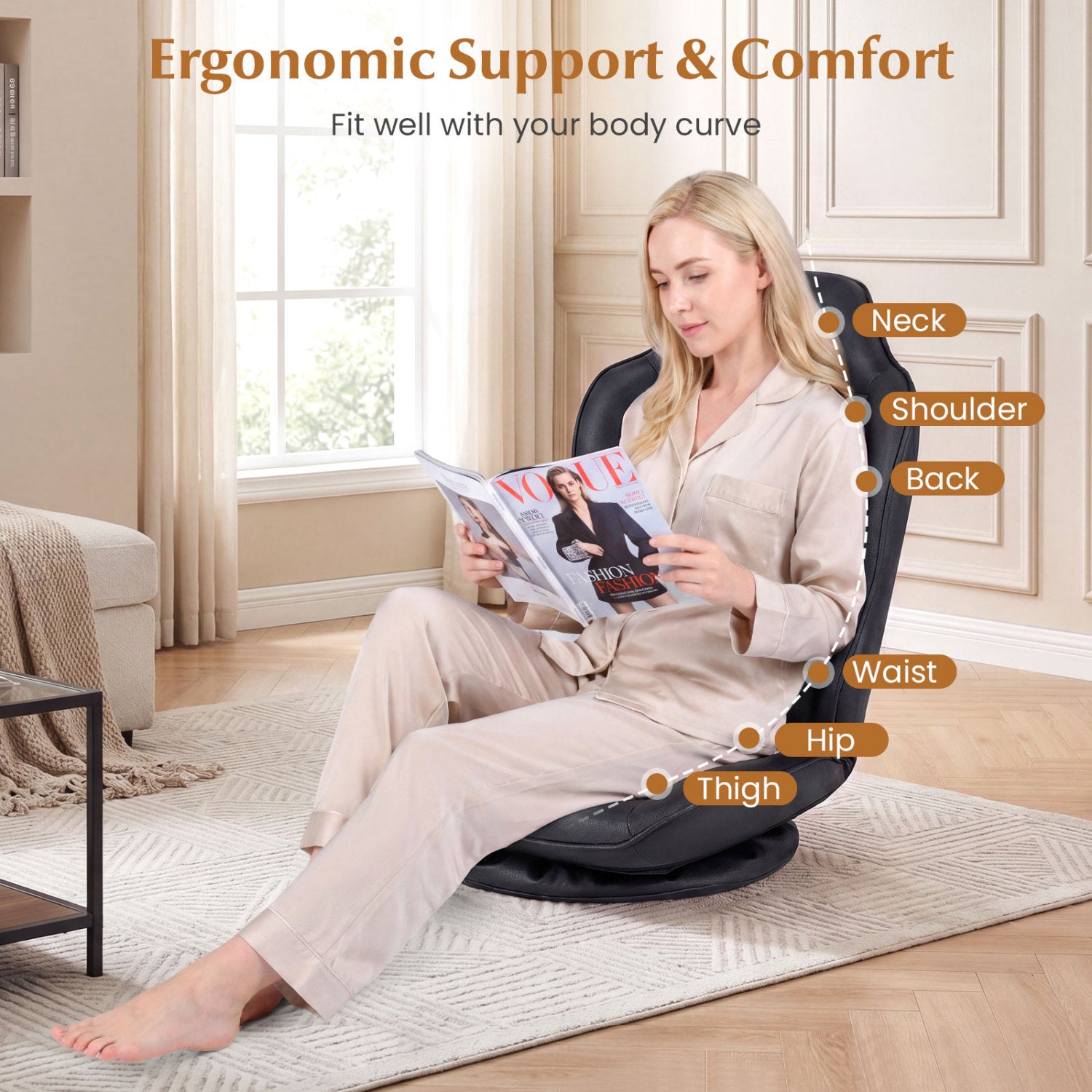360° Swivel Gaming Chair, 5-Level Adjustable Backrest, Black Gaming Chairs at Gallery Canada