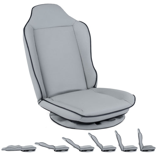 360° Swivel Floor Gaming Chair, 5-Level Adjustable Backrest, Gray