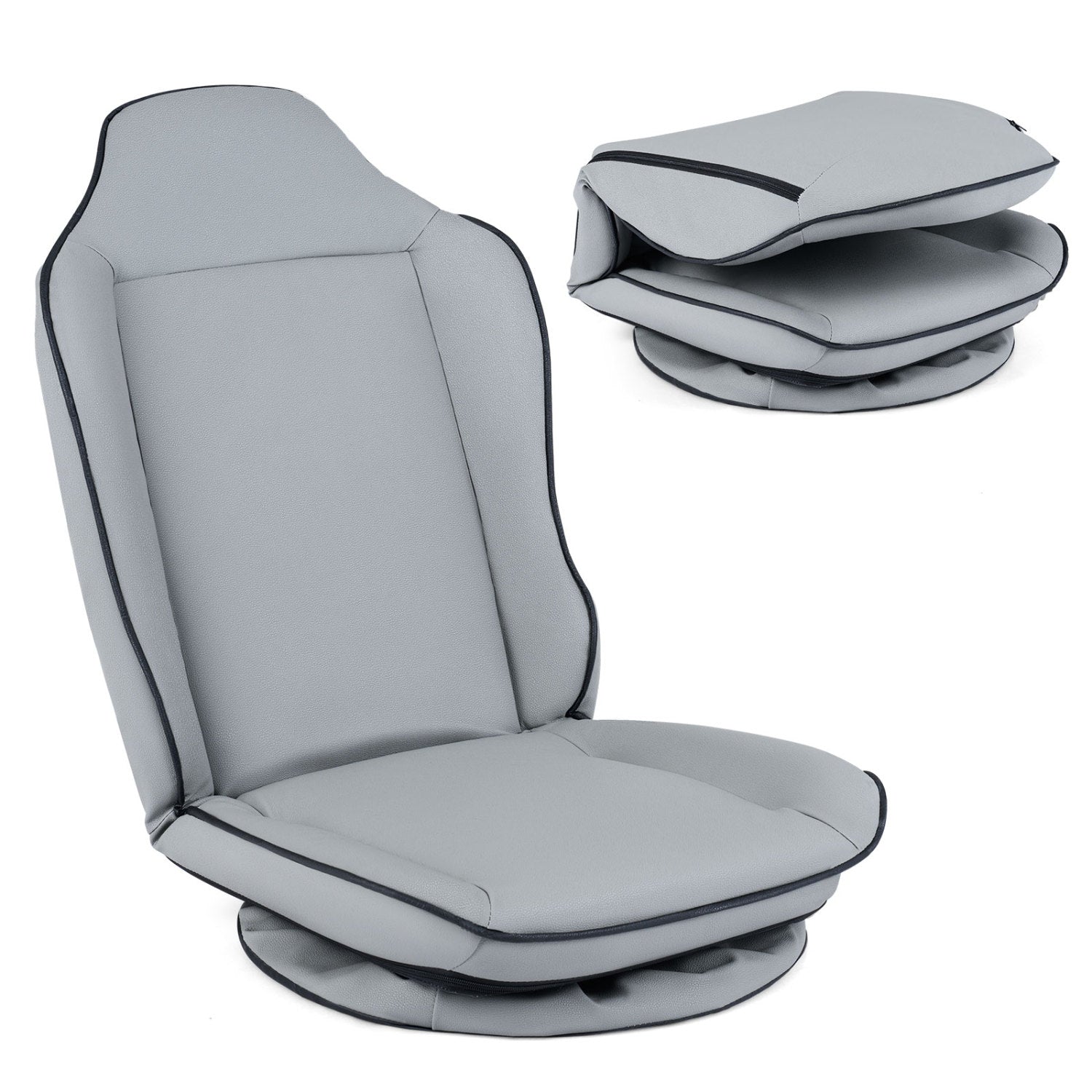 360° Swivel Floor Gaming Chair, 5-Level Adjustable Backrest, Gray Gaming Chairs at Gallery Canada