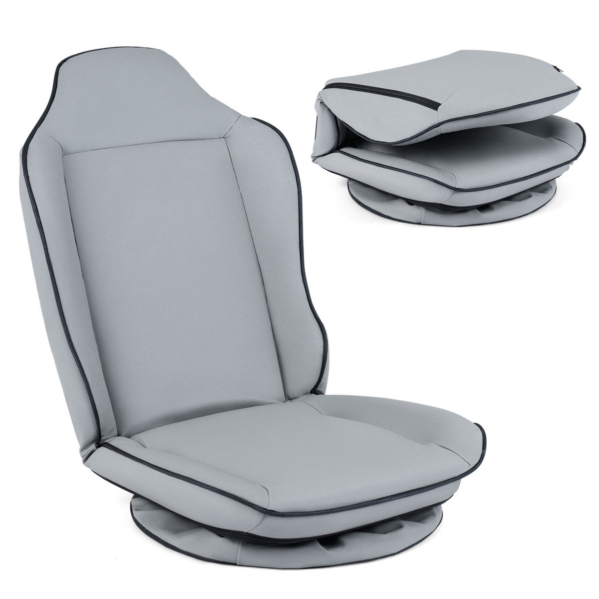 360° Swivel Floor Gaming Chair, 5-Level Adjustable Backrest, Gray Gaming Chairs at Gallery Canada