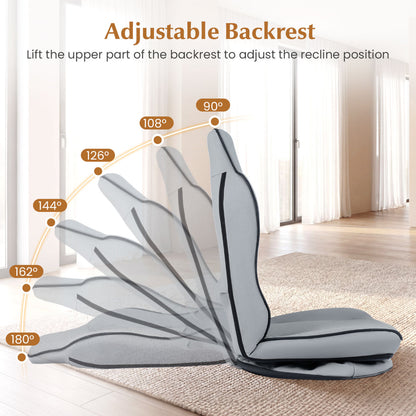 360° Swivel Floor Gaming Chair, 5-Level Adjustable Backrest, Gray Gaming Chairs at Gallery Canada