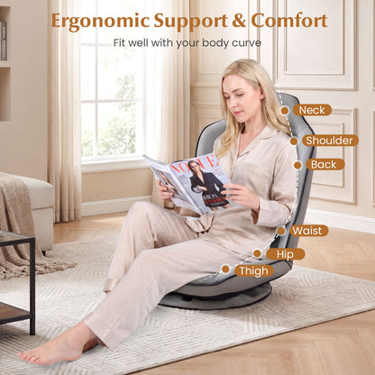 360° Swivel Floor Gaming Chair, 5-Level Adjustable Backrest, Gray Gaming Chairs at Gallery Canada