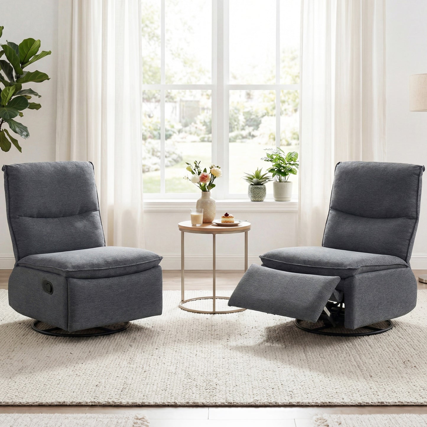 360° Swivel Rocking Chair, Cushioned Back, Gray Recliners at Gallery Canada