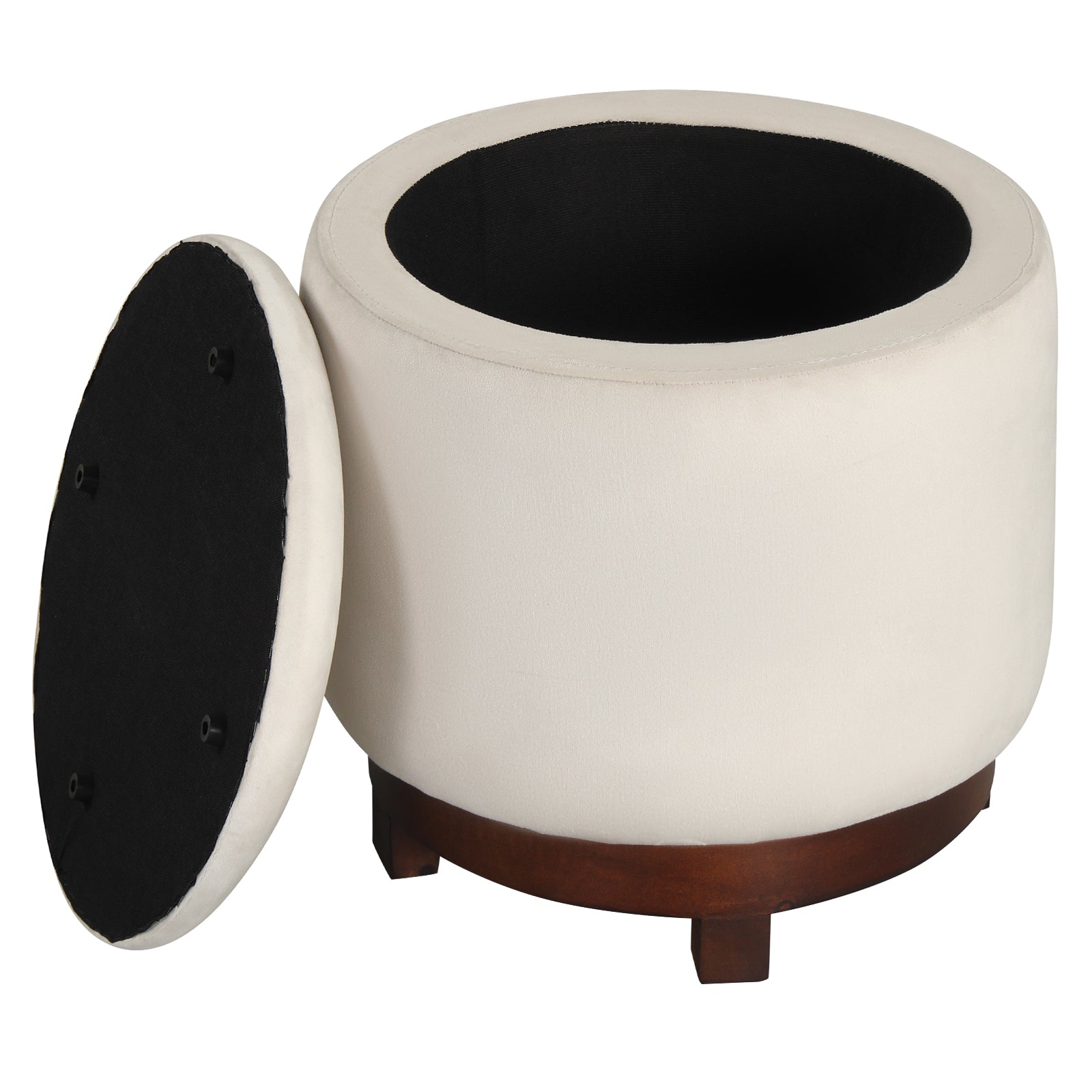 360° Swivel Velvet Foot Rest With Hidden Storage, White Ottomans at Gallery Canada