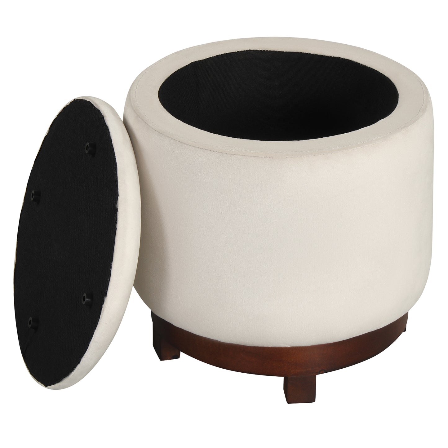 360° Swivel Velvet Foot Rest With Hidden Storage, White Ottomans at Gallery Canada