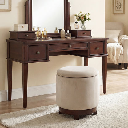 360° Swivel Velvet Foot Rest With Hidden Storage, White Ottomans at Gallery Canada