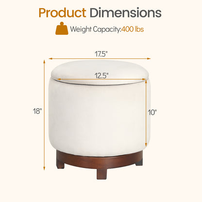 360° Swivel Velvet Foot Rest With Hidden Storage, White Ottomans at Gallery Canada