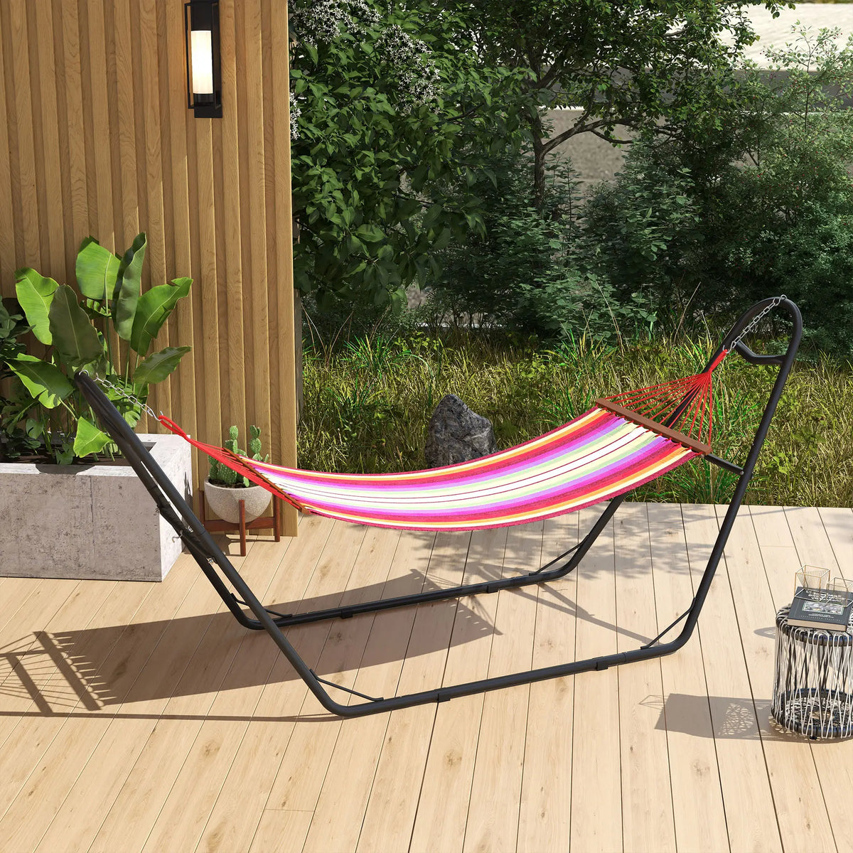 10.3Ft Adjustable Hammock Stand, Fits 9-14Ft, 450Lbs, Black Hammock Stands at Gallery Canada