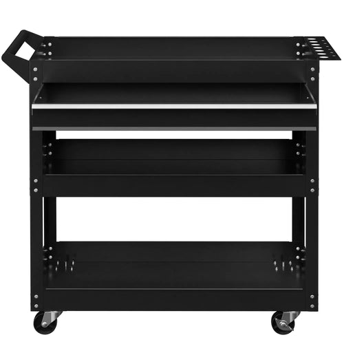Tool Cart On Wheels, Utility Cart, Ball Bearing Drawer, Black