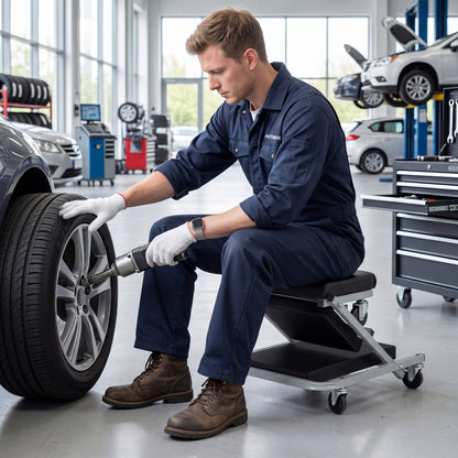 36" 2-in-1 Mechanic Creeper and Z-Seat, Black & Gray Garages at Gallery Canada