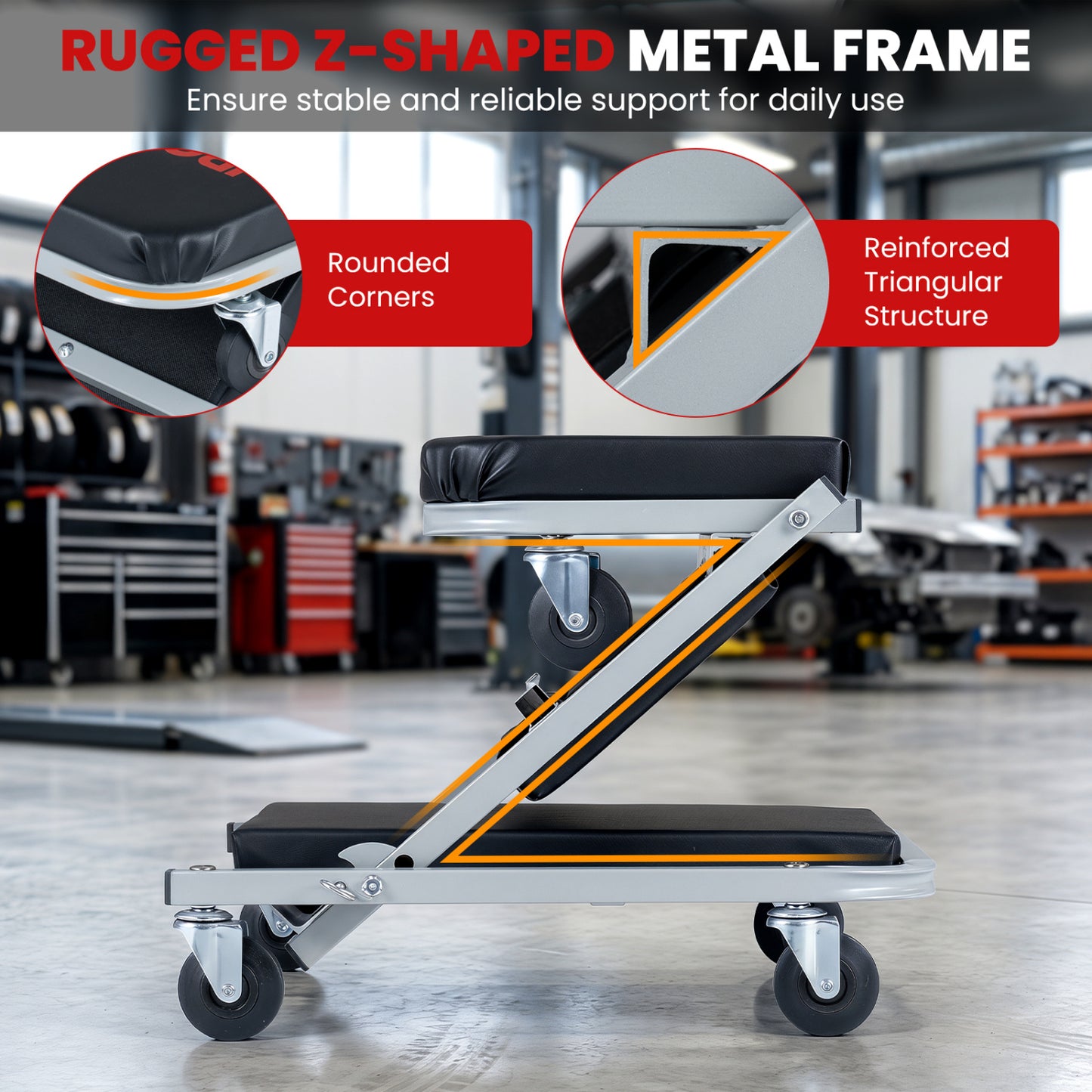36" 2-in-1 Mechanic Creeper and Z-Seat, Black & Gray Garages at Gallery Canada