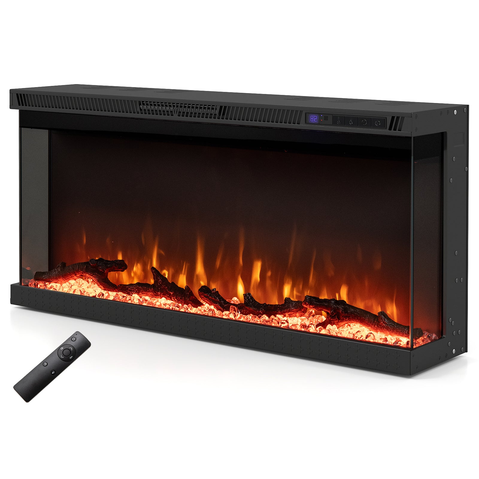 36 Inch Wide 3-Sided Electric Fireplace Insert, Remote Control, 12 Flame, Colors Appliances at Gallery Canada