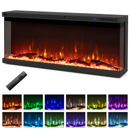 40 Inch Wide 3-Sided Electric Fireplace Insert, Remote Control, 12 Flame, Colors Fireplaces at Gallery Canada
