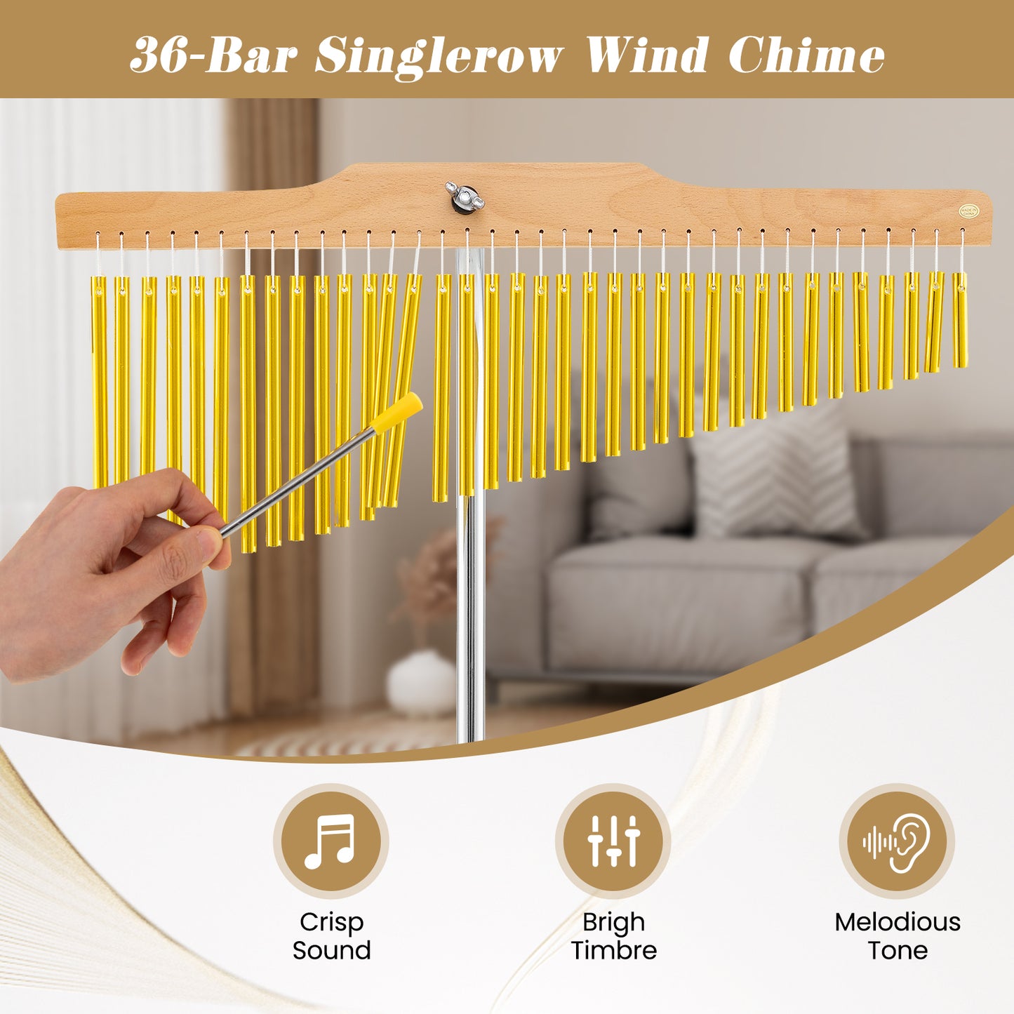 36-Bar Single-Row Chimes Percussion Instrument, Golden Drums & Percussion at Gallery Canada