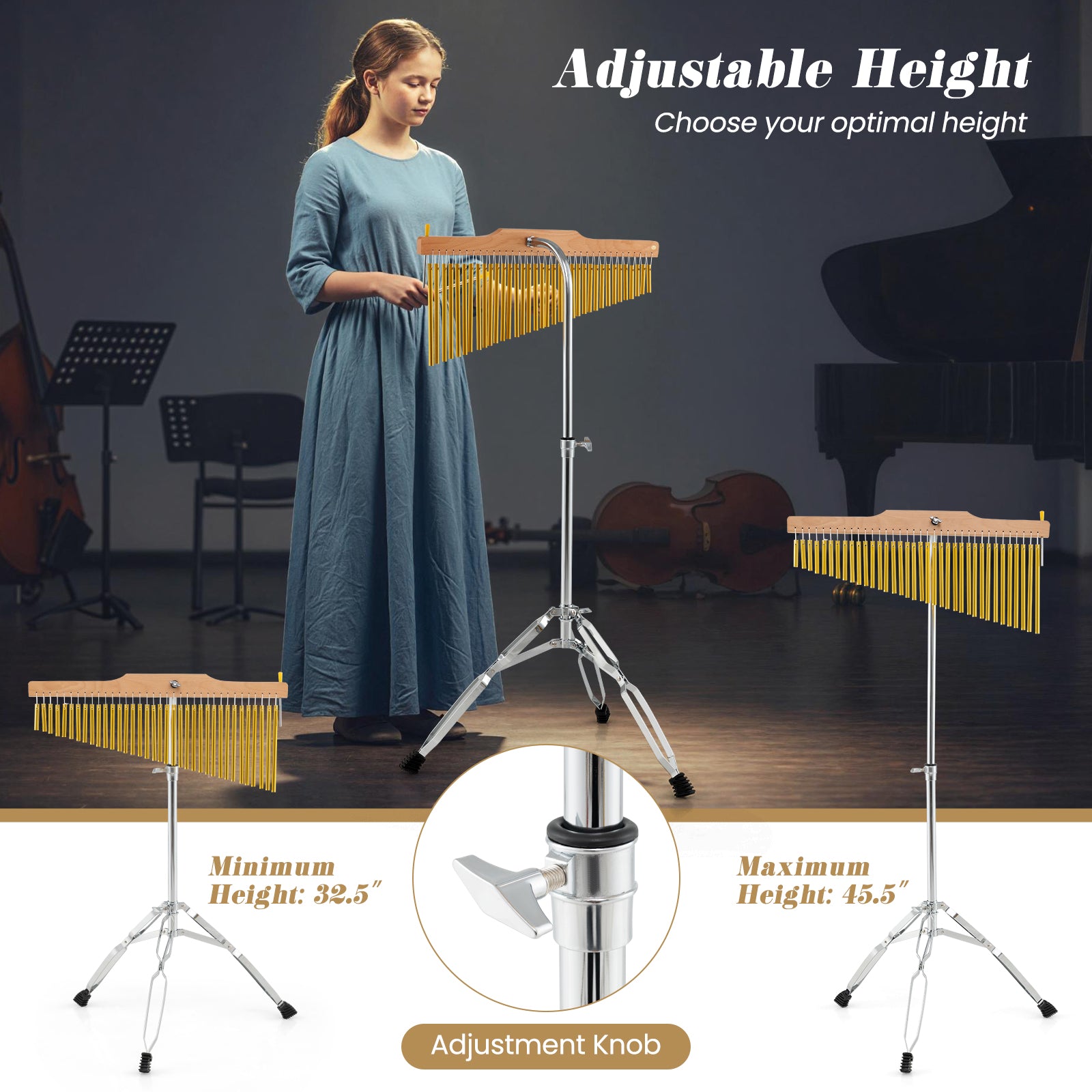 36-Bar Single-Row Chimes Percussion Instrument, Golden Drums & Percussion at Gallery Canada