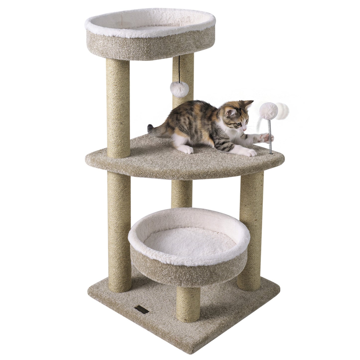 36" Carpeted Cat Tree with Plush Perches, Scratching Posts Cat Trees Condos & Scratchers at Gallery Canada
