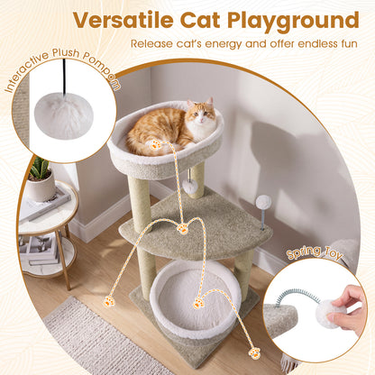 36" Carpeted Cat Tree with Plush Perches, Scratching Posts Cat Trees Condos & Scratchers at Gallery Canada