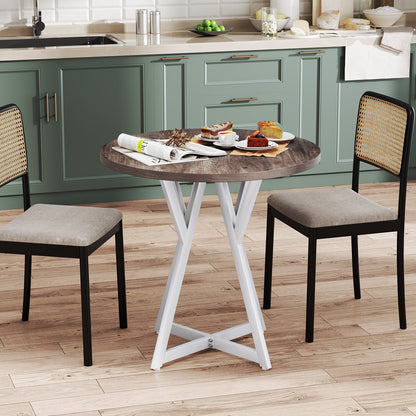 36 Inch Round Dining Table, Metal Pedestal Base, Natural Dining Tables at Gallery Canada