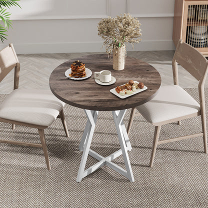 36 Inch Round Dining Table, Metal Pedestal Base, Natural Dining Tables at Gallery Canada