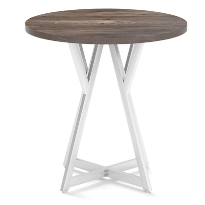 36 Inch Round Dining Table, Metal Pedestal Base, Natural Dining Tables at Gallery Canada