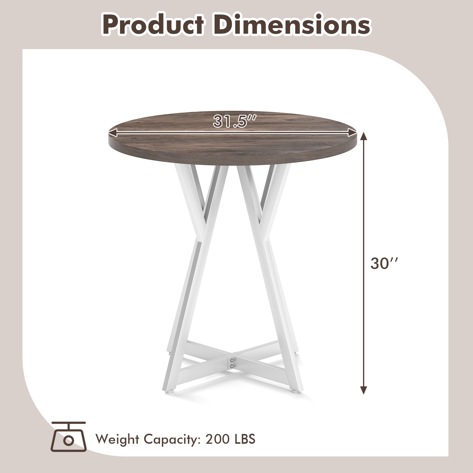 36 Inch Round Dining Table, Metal Pedestal Base, Natural Dining Tables at Gallery Canada